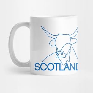 Scottish Highland Cow Continuous Line Drawing (Blue) Mug